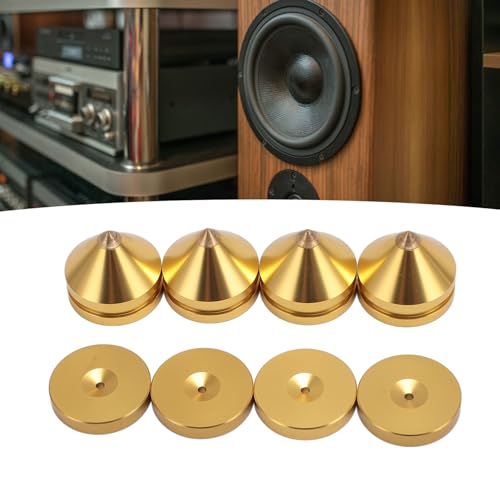 4Er-Set Premium-Lautsprecherisolationsfüße: Vibrationsabsorber-Spikes aus Aluminiumlegierung, Zubehör für HiFi-Audiogeräte, für CD-, DVD-Player, Verstärker und Mehr (Gold) von goodstumbler