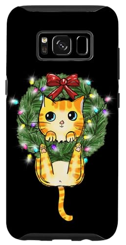 Hülle für Galaxy S8 Niedliche Baby-Katze, die an einem Weihnachtskranz hängt von grafikGear