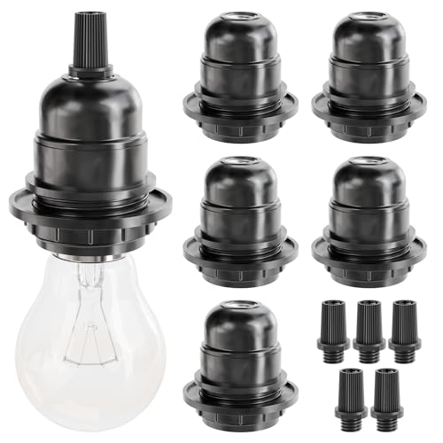 greate 6x E27 Fassung schwarz - Lampenfassung E27 schwarz 250V 60W - Lampensockel E27 aus Kunststoff - Sockel E27 Lampenfassung - E27 Sockel Fassung für Tischlampe, Stehlampe oder Deckenleuchte von greate.