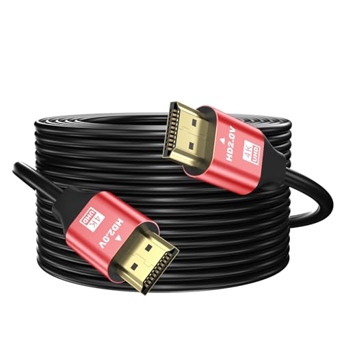 grofyllaa 4K Hdmi Kabel 20M, High Speed Hdmi 2.0 Kabel 4K@60Hz 2K@120Hz, vergoldeter Stecker 3D ARC HDCP 2.2 &2.3 für HDTV/Blu Ray Wiedergabe/Projektoren/Laptops/PS4/PS5(Rot) von grofyllaa