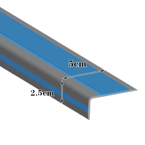 Vinyl-Gummi-Treppenkante, 5cm Treppenkante, selbstklebender Treppenkantenschutz, geeignet for Innen-/Außentreppen, rutschfest und wasserdicht(Blue,100in/2. 54m) von guoiooi