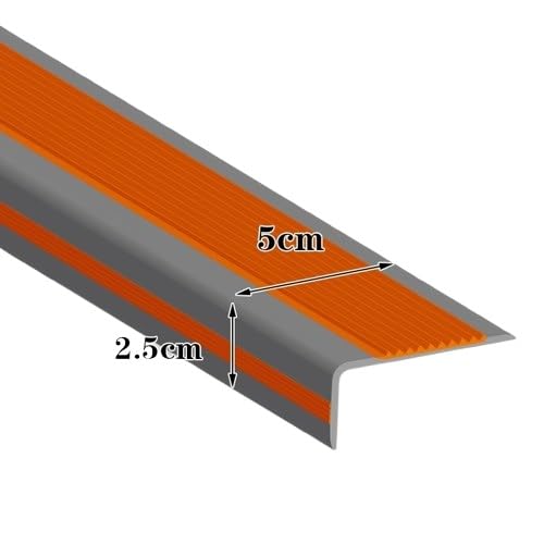 Vinyl-Gummi-Treppenkante, 5cm Treppenkante, selbstklebender Treppenkantenschutz, geeignet for Innen-/Außentreppen, rutschfest und wasserdicht(Orange,82.7in/2.1m) von guoiooi