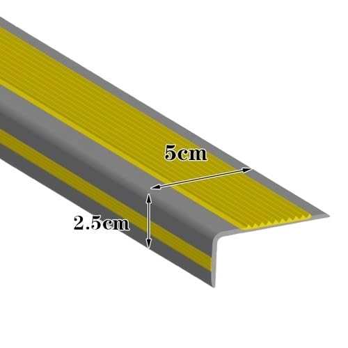 Vinyl-Gummi-Treppenkante, 5cm Treppenkante, selbstklebender Treppenkantenschutz, geeignet for Innen-/Außentreppen, rutschfest und wasserdicht(Yellow,100in/2. 54m) von guoiooi