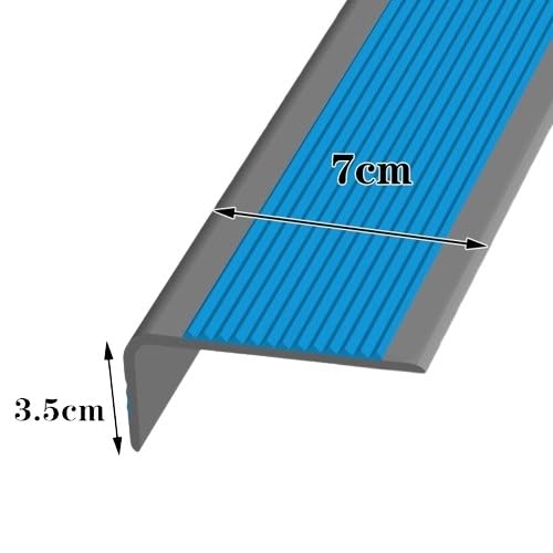 Vinyl-Gummi-Treppenkante, selbstklebende Treppenkantenschutz, Treppenkante, Treppenkantenverkleidung, rutschfeste und wasserdichte Außentreppen for Innenräume(Blue,300in/7.62m) von guoiooi