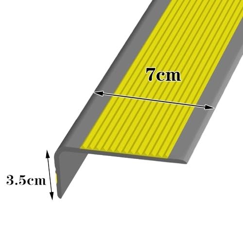 Vinyl-Gummi-Treppenkante, selbstklebende Treppenkantenschutz, Treppenkante, Treppenkantenverkleidung, rutschfeste und wasserdichte Außentreppen for Innenräume(Yellow,350in/8.89m) von guoiooi