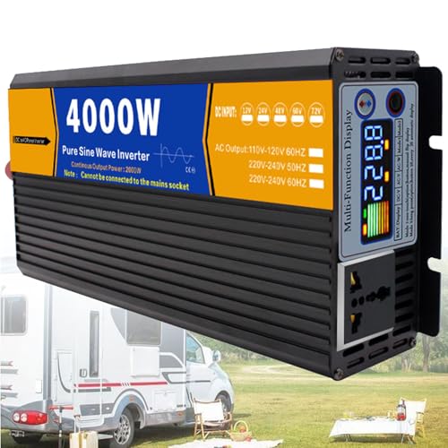 Wechselrichter 12V 24V 48V 60V 72V Auf 220V Reiner Sinus 3000W 4000W 5000W Auto Spannungswandler Kfz Inverter Umwandler Stromwandler Konverter Voltage Converter Transformator,4000W-12Vto110V von guoyjmm