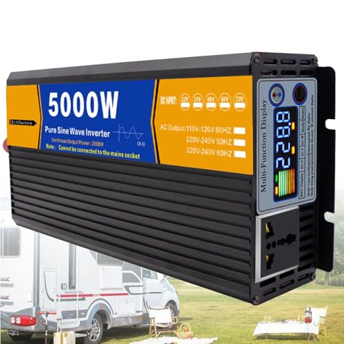 Wechselrichter 12V 24V 48V 60V 72V Auf 220V Reiner Sinus 3000W 4000W 5000W Auto Spannungswandler Kfz Inverter Umwandler Stromwandler Konverter Voltage Converter Transformator,5000W-12Vto220V von guoyjmm