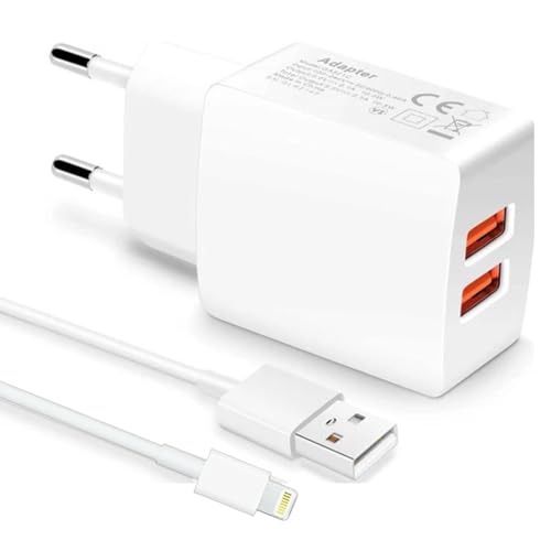 h24z 20-W-Dual-USB-Ladegerät mit 1 Meter langem USB-zu-iOS-Kabel zum schnellen und effizienten Laden Ihrer Apple-Geräte, kompatibel mit iPads und Anderen iOS-Geräten. von h24z