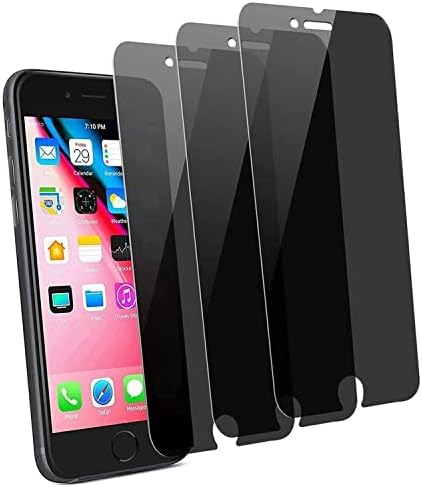 h24z 3D-Sichtschutz-Displayschutz im 3er-Pack – vollständige Abdeckung aus gehärtetem Glas für iPhone, Anti-Spionage, kratzfest, einfache Installation, erstklassiger Sichtschutz (iphone 8) von h24z