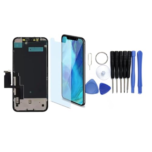 h24z LCD-Display mit Werkzeug und Displayschutz. Kompatibel mit iPhone XR, ermöglicht eine einfache Installation und vollständige Bildschirmwiederherstellung. von h24z