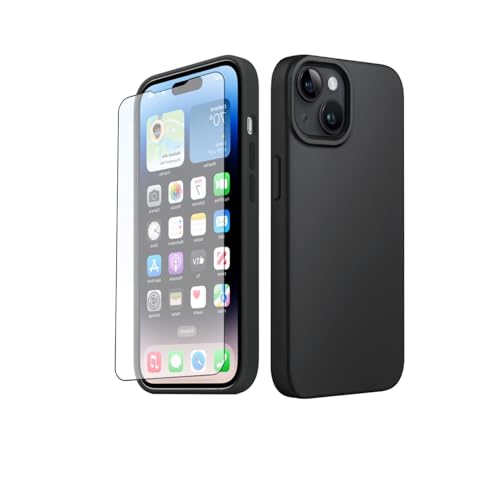 h24z Schwarze Hülle und Displayschutz für das iPhone. Bietet eleganten, dauerhaften Schutz mit vollem Zugriff auf alle Funktionen. (iPhone 15 Plus) von h24z