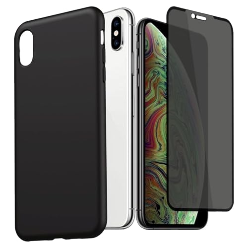 h24z Schwarze Hülle und Sichtschutz für das iPhone, bietet eleganten Schutz und verbesserte Privatsphäre mit vollem Zugriff auf alle Funktionen. (iPhone XS) von h24z