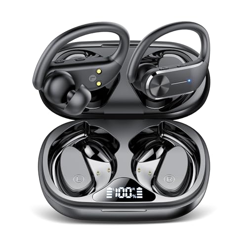 Bluetooth Kopfhörer Sport, In Ear Kopfhörer Kabellos Bluetooth 5.3 mit 4 ENC Noise Cancelling Mikrofon, 2024 Neue IP8 wasserdichte Earbuds, 68 Std Spielzeit, Dual LEDAnzeige Ohrhörer für iOS Android von hadbleng