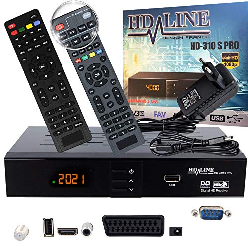 hd-line 310S PRO Receiver Satellit HD Digitaler Satelliten Receiver HDMI DVB S2 Receiver für Sat HD HDMI Sat Receiver HDMI HD Receiver Sat Digital für Satelliten Resiver für TV DVB-S, Mit PVR Schwarz von hd-line