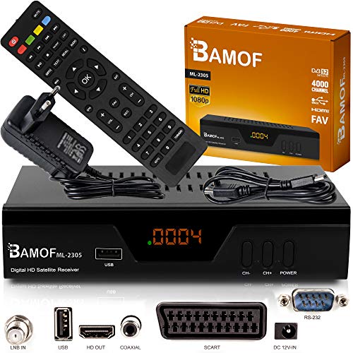 hd-line Bamof 2305 Digital Satelliten Sat Receiver - (HDTV, DVB-S/S2, HDMI, SCART, 2X USB 2.0, Full HD 1080p) [Vorprogrammiert für Astra Hotbird Türksat] [Energieklasse A+++] von hd-line