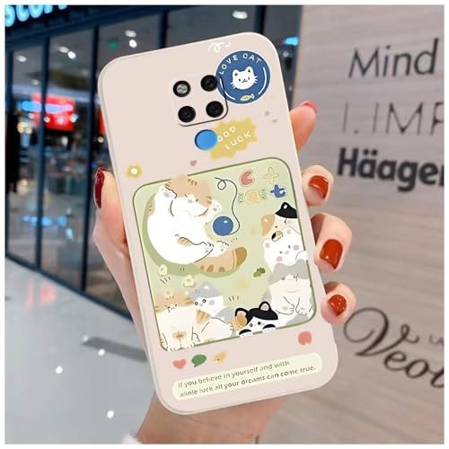 Niedliche Hülle Kompatibel mit Huawei Mate 20X - Komfortable Katze Bär Soft TPU mit Cartoon Tier von hdqICase