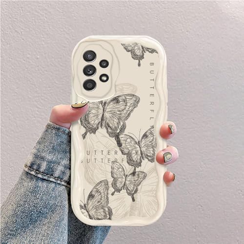 Schmetterling Welle Silikon Weich Hülle Kompatibel mit Samsung Galaxy A52s 5G/A52 4G 5G Weiß von hdqICase