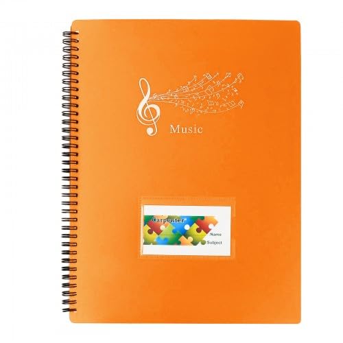 Notenmappe für Notenblätter, Notenordner Schwarz Chormappe A4, Wasserdicht Musikordner, 30 Páginas/60 Taschen für Papier, Gemälde, Notenblätter, Dokumente (Orange) von heavenlife