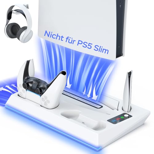 PS5 Ständer mit PS5 Controller Ladestation und 3 Stufig PS5 Lüfter für PS5 Digital/PS5 Disc, 4 in 1 PS5 Standfuß PS5 Kühler PS5 Ladestation Headset/Fernbedienung Halterung PS5 Zubehör mit Ladekabel PS5 Ständer mit PS5 Controller Ladestation und 3 Stufig PS5 Lüfter für PS5 Digital/PS5 Disc, 4 in 1 PS5 Standfuß PS5 Kühler PS5 Ladestation Headset/Fernbedienung Halterung PS5 Zubehör mit Ladekabel von heclynis