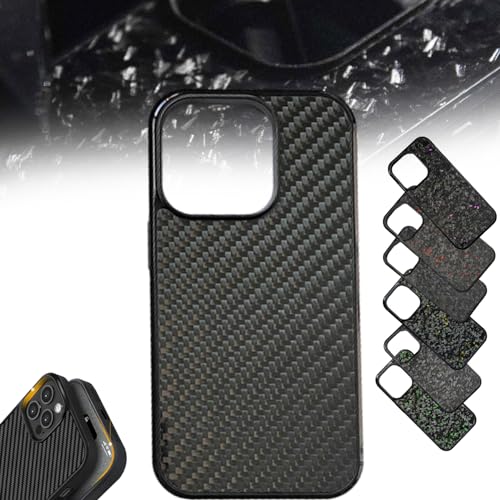 heofonm Forged Carbon Fiber Phone Case,Carbon Fiber Phone Case, All-Inclusive Magnetic Anti-Fall Phone,Support Wireless Charging for iPhone 15 14 13 12 Pro Max (15Pro,Twill is not Magnetic) von heofonm