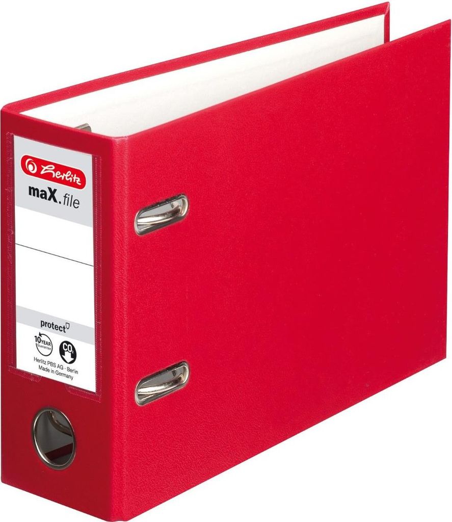 herlitz PP-Ordner maX.file protect, A5 quer, rot R�ckenbreite: 75 mm, PP-Kunststoffbezug, Einsteckr�cken- (10842342) von herlitz