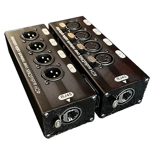 holanae 1 Paar 4-Kanal-3-Pin-XLR-Audio- und -Über-Netzwerk-Kabel-Extender, DMX512-Netzwerk-Signal-Extender, 1 Stecker + 1 Buchse, Schwarz von holanae