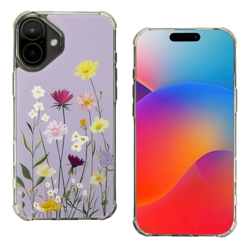 huangyunming Schutzhülle für iPhone 16, buntes Retro-Ölgemälde, bedruckt, blaue Rose, exquisite Handyhülle, modische und langlebige TPU-Damen-Schutzhülle (Lila, iPhone 16) von huangyunming