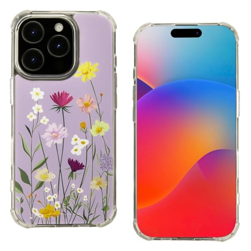 huangyunming Schutzhülle für iPhone 16 Pro, buntes Retro-Ölgemälde, bedruckt, blaue Rose, exquisite Handyhülle, modische und langlebige TPU-Damen-Schutzhülle (Lila, iPhone 16 PRO) von huangyunming