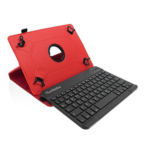 Drehbare Hülle inkl. Deutscher QWERTZ Tastatur für Samsung Galaxy Tab A (A6 2016) 10.1 in Rot mit Standfunktion und Bluetooth [Passend für Modell SM-T580, SM-T585] von humblebe