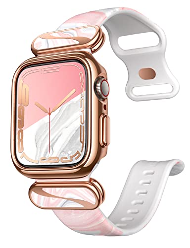 i-Blason Armband für Apple Watch 7 / SE / 6 / 5 / 4 (45/44mm), Ersatzarmband Sport Band Hülle Bumper Case Schutzhülle [CosLuxe] (Marmor) von i-Blason