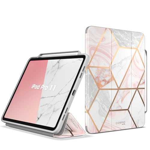 i-Blason für iPad Pro 11 Zoll Hülle M4 2024 mit Stifthalter, Bumper Case Trifold Ständer Weiche TPU Schutzhülle [Cosmo] mit Auto Schlaf/Wach iPad Pro M4 Cover für iPad Pro 11 Zoll (Marmor) von i-Blason