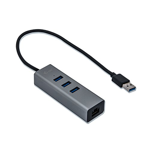 i-tec USB 3.0 Metal 3-Port USB HUB mit Gigabit Ethernet Adapter - 1x USB 3.0 auf RJ-45, 3x USB 3.0, LED-Kontrollleuchte für Ethernet-Anschluss von i-tec