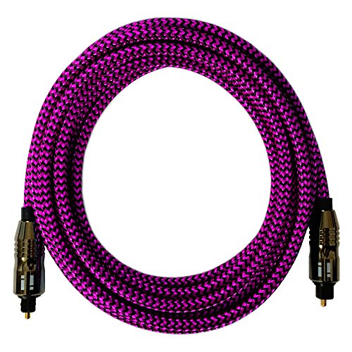 i! - 2m Premium Nylon Toslink Kabel - Optisches Digital Audiokabel LWL HIFI - pink von i!