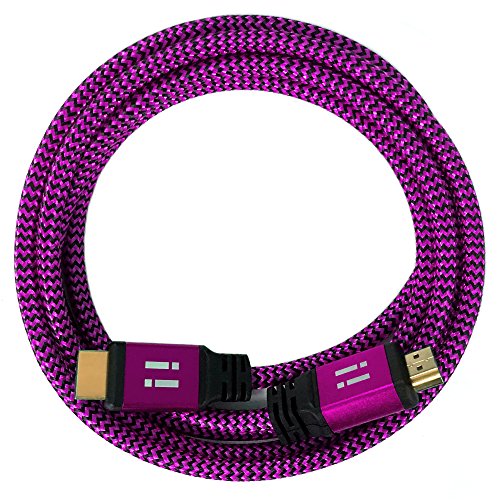 i! - 3m Nylon HDMI Kabel kompatibel mit HDMI 2.0 1.4a 3D 4K 2160p UHD Full HD 1080p Ethernet ARC HDR CEC DTS-HD - pink von i!