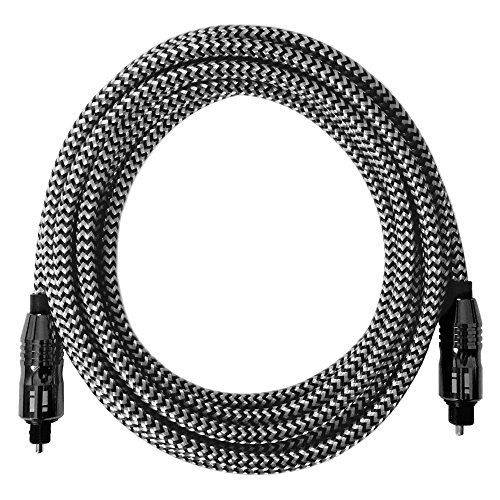 i! - 5m Premium Nylon Toslink Kabel - Optisches Digital Audiokabel LWL HiFi - weiß von i!