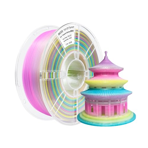 iBOSS PLA Plus (PLA+) 3D-Drucker Filament 1,75mm, Maßgenauigkeit +/- 0,02 mm 1 kg Spule (2,2 LBS), 3D Druck Filament für 3D-Drucker, Transparent Regenbogen von iBOSS