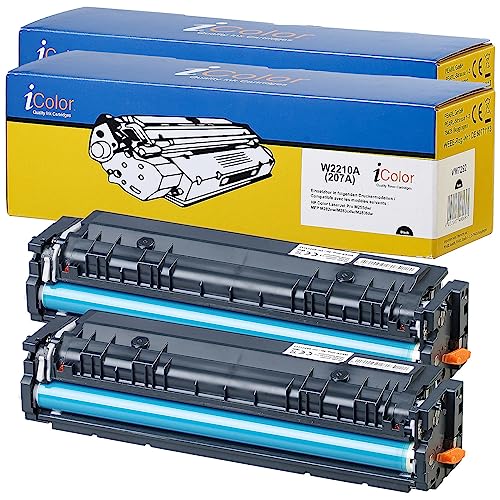 iColor Tonerkartuschen: 2er-Set Toner für HP-Laserdrucker (ersetzt HP 207A, W2210A), Black (Kassetten) von iColor