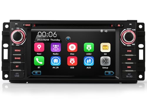 iFrego Autoradio DVD CD Player GPS Navigation FM AM Radio Bluetooth USB SD Touchscreen Unterstützte DAB+, Lenkradsteuerung, 6.2 Zoll Radio Für Jeep Sebring Grand Cherokee 300C von iFreGo