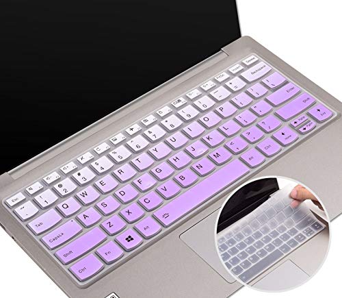 Für Lenovo Yoga 730 Tastaturabdeckung, Silikon Tastatur Skin für Lenovo Flex 15/Flex 14, Lenovo Yoga C740 C940 C930 13,9 Zoll, Lenovo Yoga 720 13,3 Zoll 31,8 cm Schutz (Lila+) Transparent) von iKammo