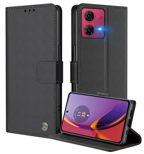 iLovecover Handyhülle für Motorola Edge G84,Premium Qualität Leder Hülle | Klappständer | Geld und Kartenhalter Hüllen,Schwarz von iLovecover