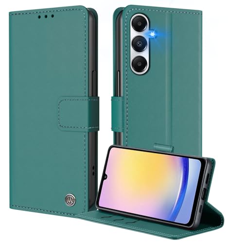 iLovecover Handyhülle für Samsung Galaxy A25 5G,Premium Qualität Leder Hülle | Klappständer | Geld und Kartenhalter Hüllen,Blau grün von iLovecover