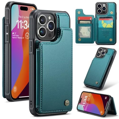 iLovecover Handyhülle für iPhone 11 Pro Max Leder Stoßfestes Hülle [RFID-Blockierung] Premium PU Leder Schutzhülle, Kartenfach Standfunktion kompatibel mit iPhone 11 Pro Max - Blau grün von iLovecover