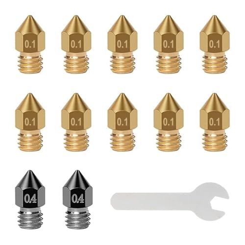 iMetrx 12PCS 3D Drucker Düsen MK8,2x 0,4mm Gehärtetem Stahl düsen +10x0,1mm Messing düsen + Schraubenschlüssel,für 3D Drucker Anycubic Mega/Creality CR-10/Ender von iMetrx