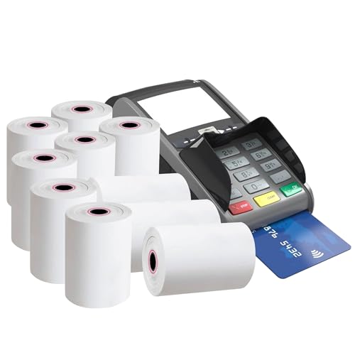 iSOUL Kassenrollen, 57 x 40 mm, 10 Stück, POS, PDQ Rollen, Thermo-Belegdrucker-Rollen für Kreditkartenautomaten, EPOS kompatibel mit Clover Flex Verifone Ingenico Paypoint von iSOUL