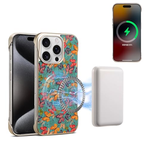 Magnetische Handyhülle für iPhone 16 Pro, abstraktes Muster, Weihnachten, Schmetterling, weiche Berührung, magnetische Handyhülle, unterstützt kabelloses Aufladen, kompatibel mit iPhone 16 Pro von iTape