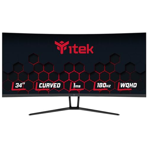 Itek GGC Monitore - 34" gebogener R1500, WQHD 3440 x 1440 UltraWide, VA-Panel, 180 Hz, 21:9, 1 ms, 2 x HDMI, 2 x DP, HDR400, Adapt Sync von iTek