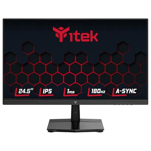 Itek GGF Monitore - 24,5" Flachbildschirm mit 16:9-IPS-Panel, FHD-Auflösung 1920 x 1080, 180 Hz, 1 ms, HDMI- und DP-Anschlüsse, HDR, Adaptive Synchronisierung von iTek