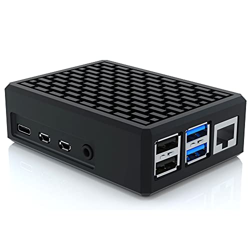 iUniker Raspberry Pi 4 Gehäuse, Raspberry Pi 4 Case mit Kühlkörper, Metallgehäuse mit Kühlkörper Raspberry Pi Shell ohne Lüfter für Raspberry Pi 4B (Alle neuen Thermobänder) von iUniker