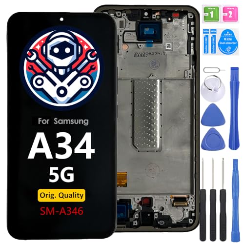 iYAiYO Bildschirm Ersatz Display LCD Touch Screen für Samsung Galaxy A34 5G SM-A346 OLED Original mit Rahmen Vormontiertes Display Mit Werkzeug von iYAiYO