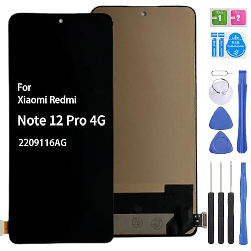 iYAiYO LCD-Bildschirm Digitalisierer Touchscreen Ersatz kompatibel mit Xiaomi Redmi Note 12 PRO 4G ‎2209116AG, 2209116AG Incell kompletter Bildschirm mit Werkzeug-Schwarz von iYAiYO